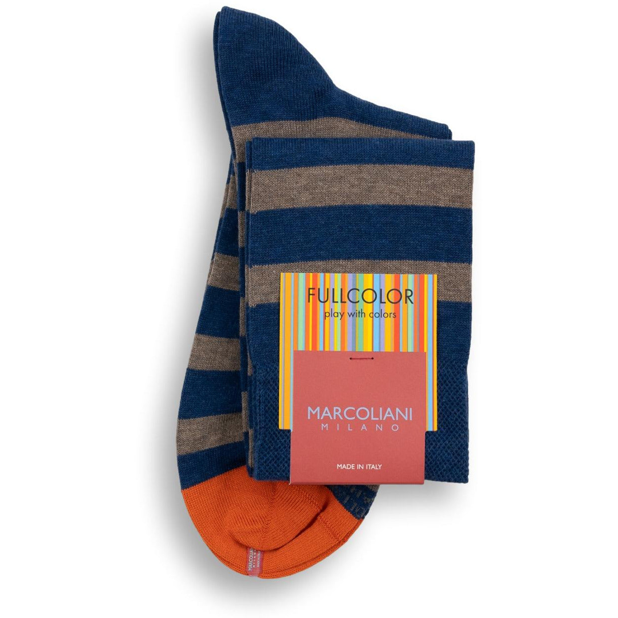 Pima Cotton Spinnaker Stripe Over-the-Calf Dress Socks