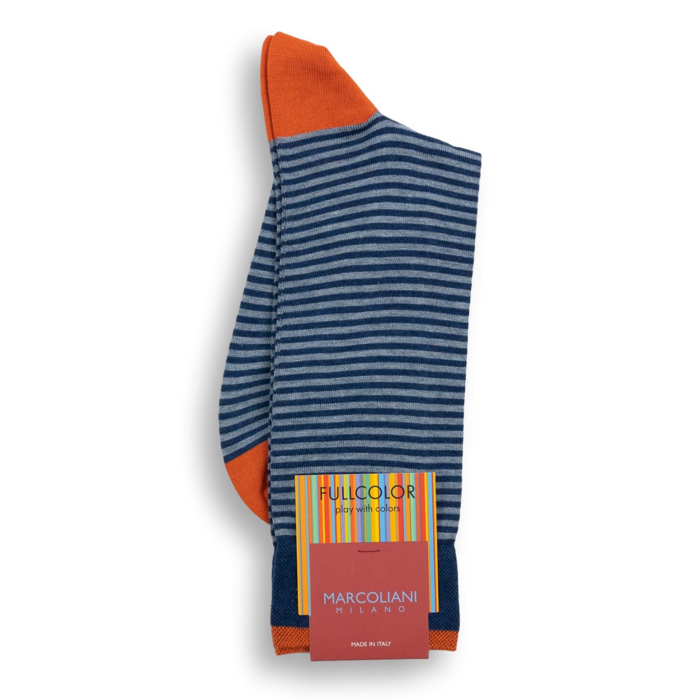 Pima Cotton Palio Stripe Mid-Calf Dress Socks