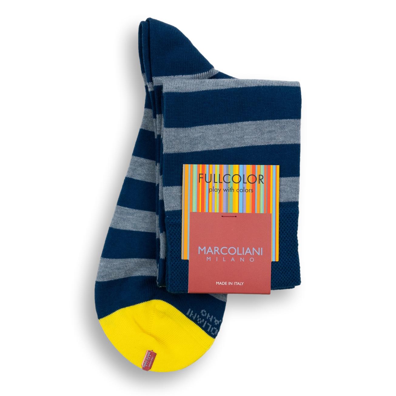 Pima Cotton Spinnaker Stripe Over-the-Calf Dress Socks