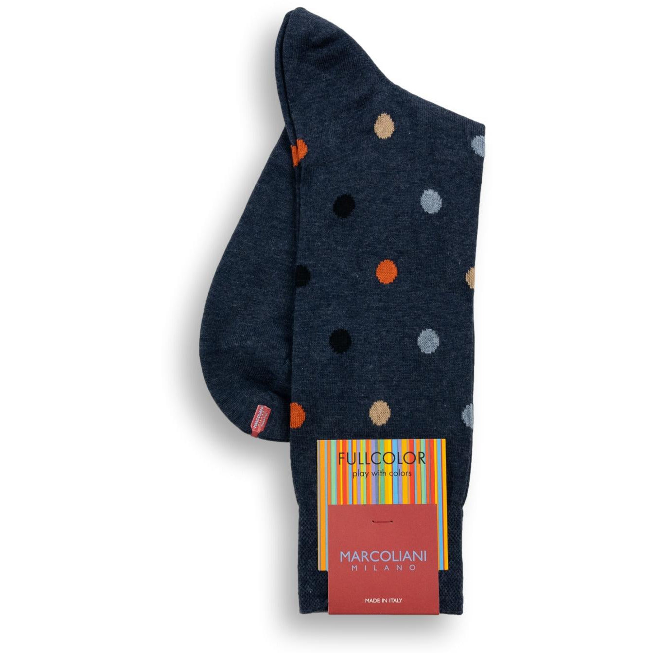 Pima Cotton Multicolor Dot Mid-Calf Dress Socks