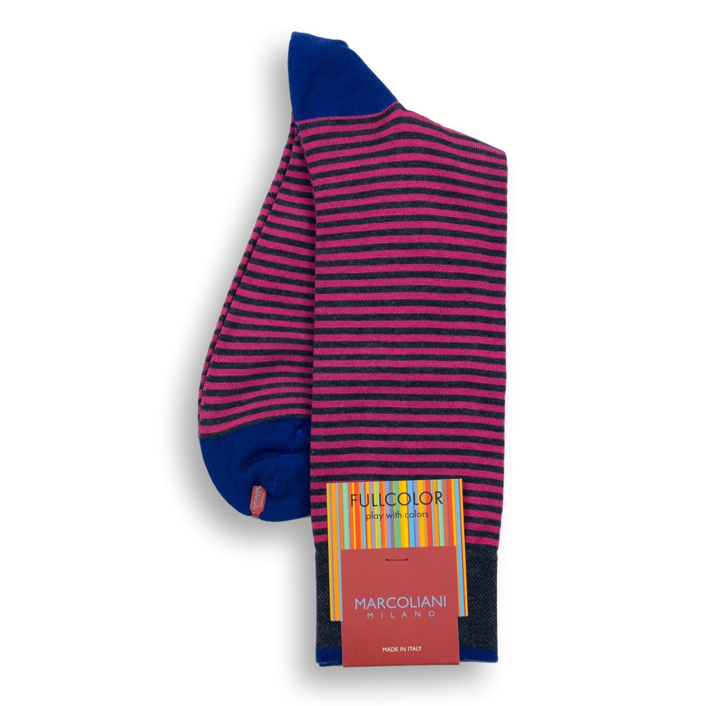 Pima Cotton Palio Stripe Mid-Calf Dress Socks