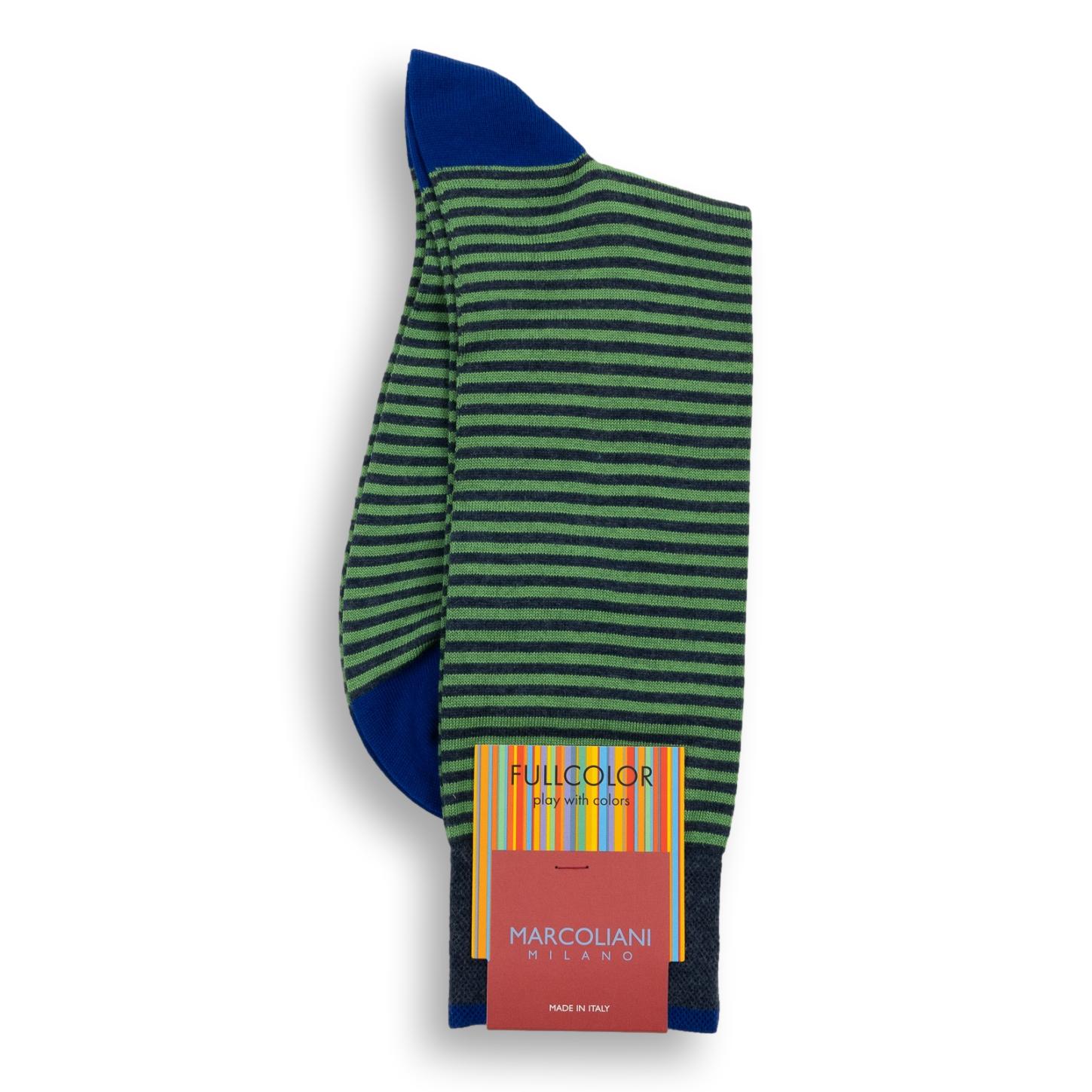 Pima Cotton Palio Stripe Mid-Calf Dress Socks