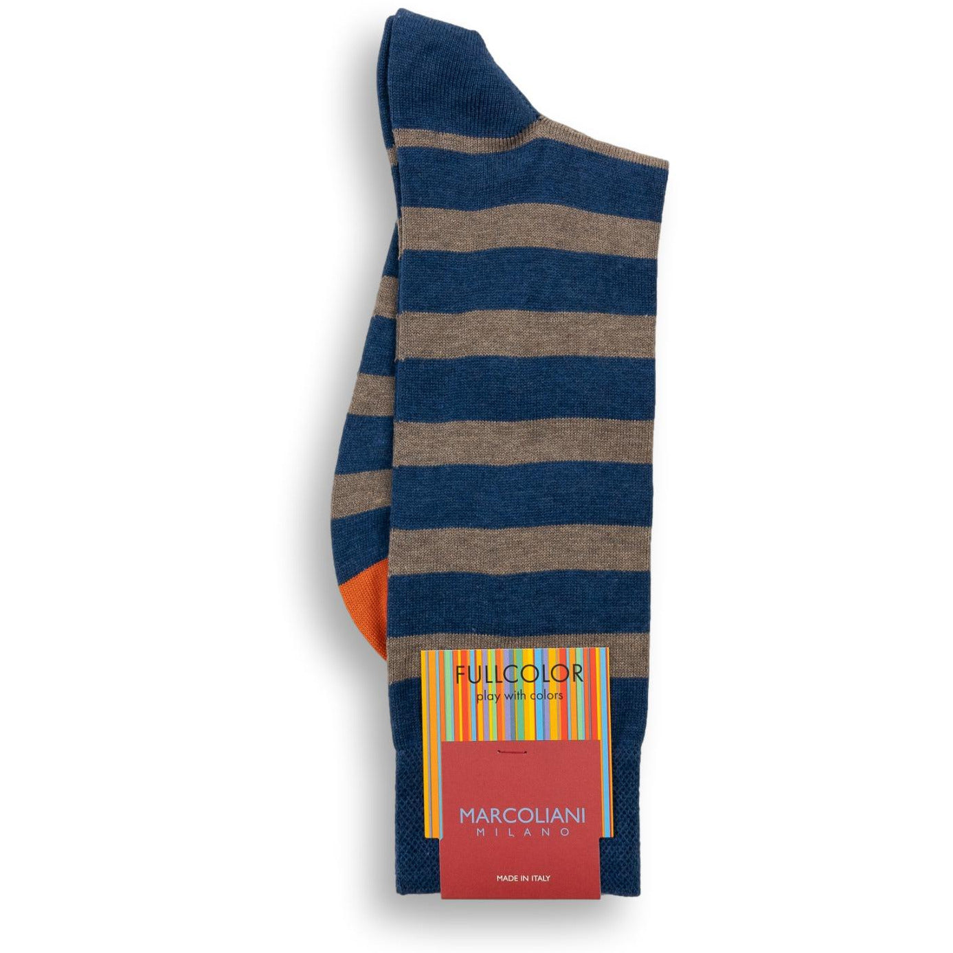 Pima Cotton Spinnaker Stripe Mid-Calf Dress Socks