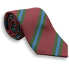 Brick with Olive and Light Blue Repp Stripe Silk Tie