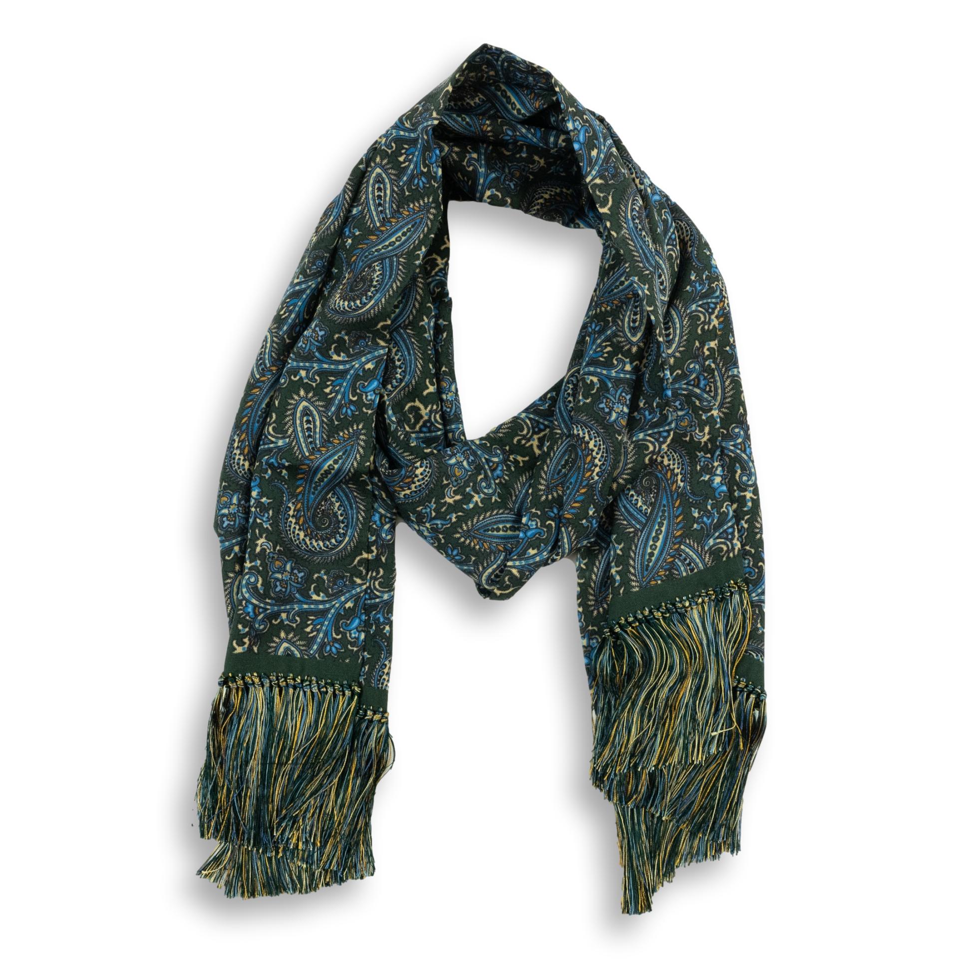 Paisley Patterned Wool and Silk Blend Scarf