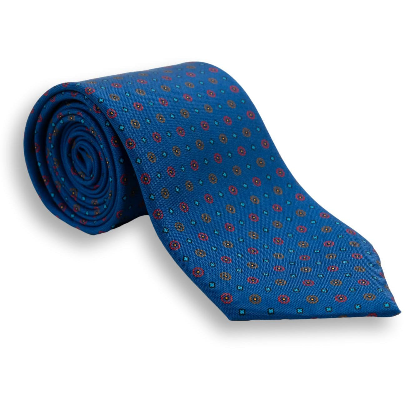 Flower and Diamond Motif Silk Tie