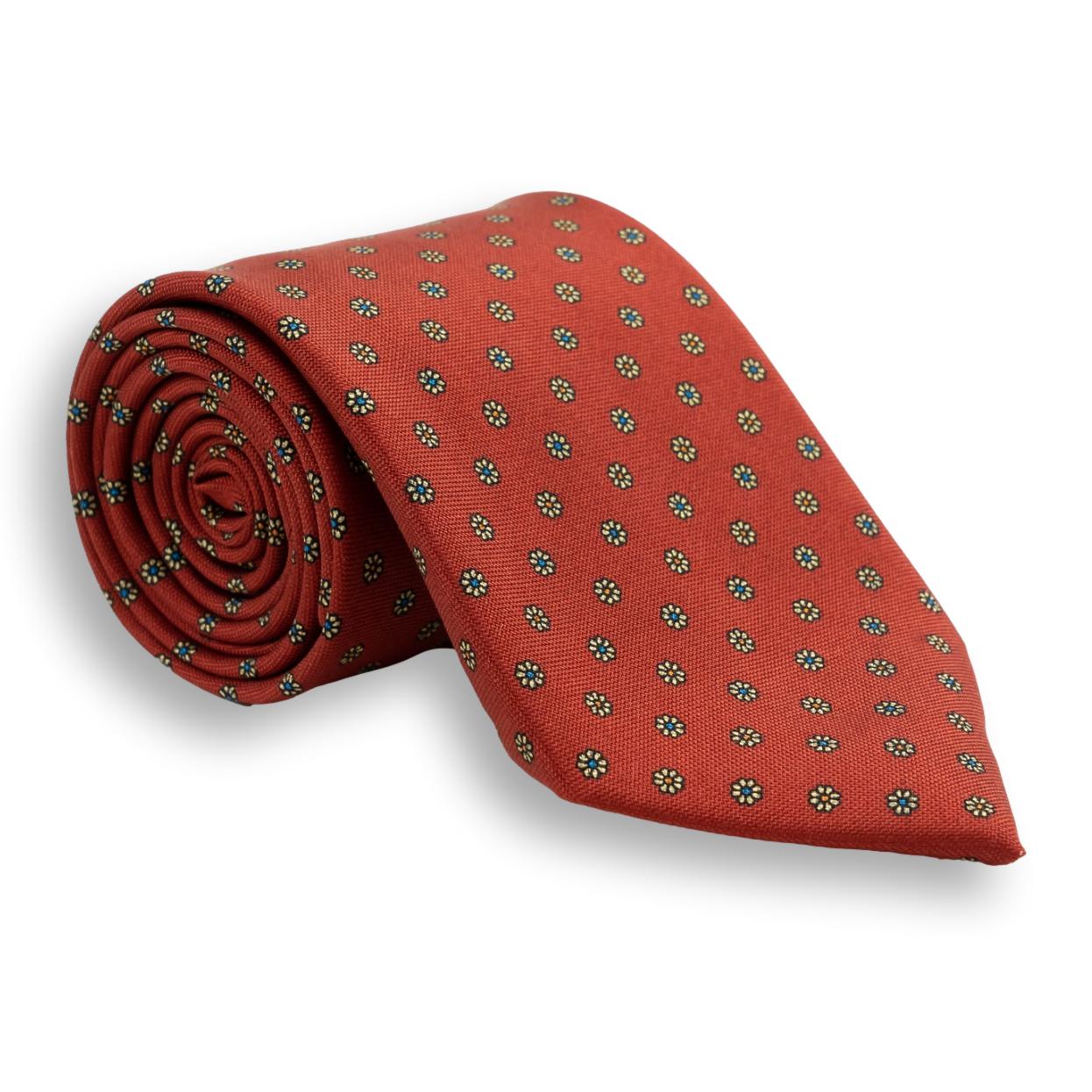 Small Flower Motif Silk Tie