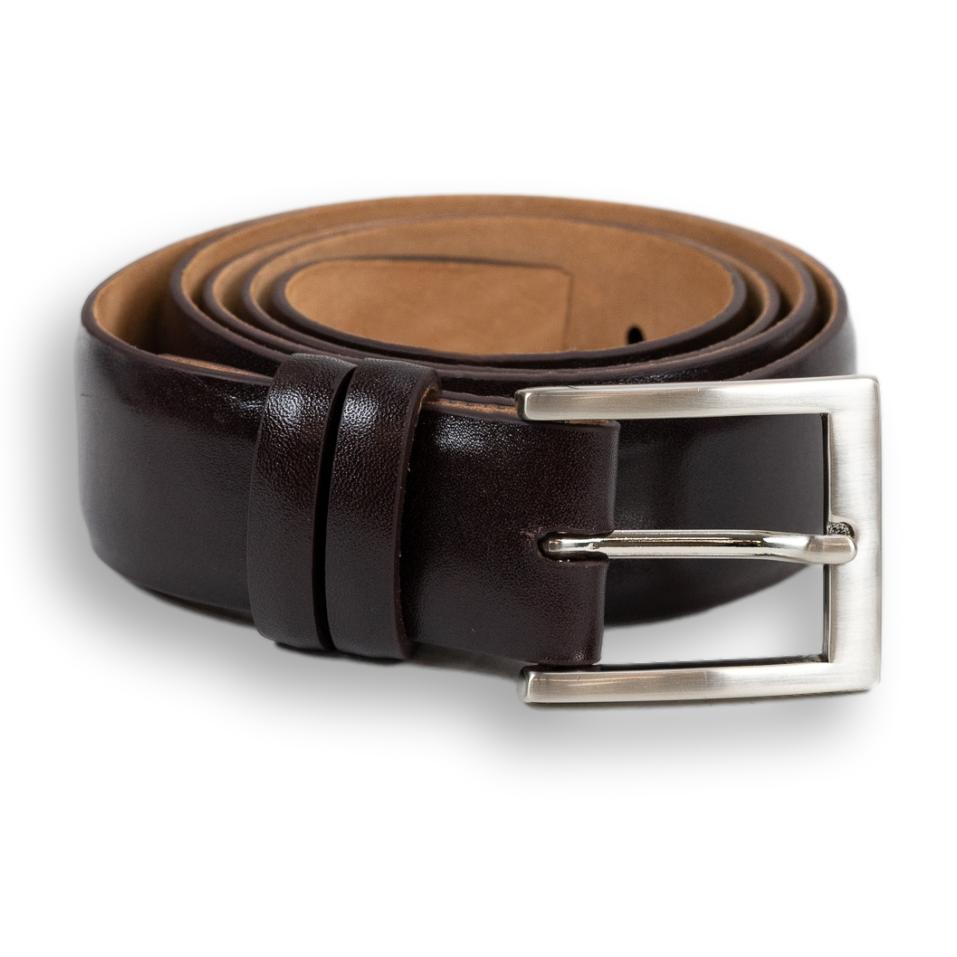 1 1/4" Semi-Matte Calfskin Belt with Brushed Nickel Buckle