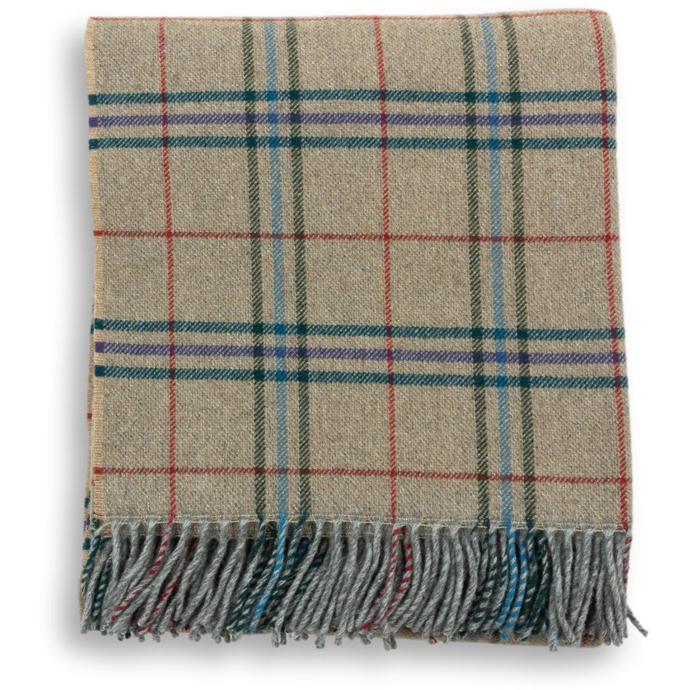 Multicolored Plaid 100% Lambswool Blanket