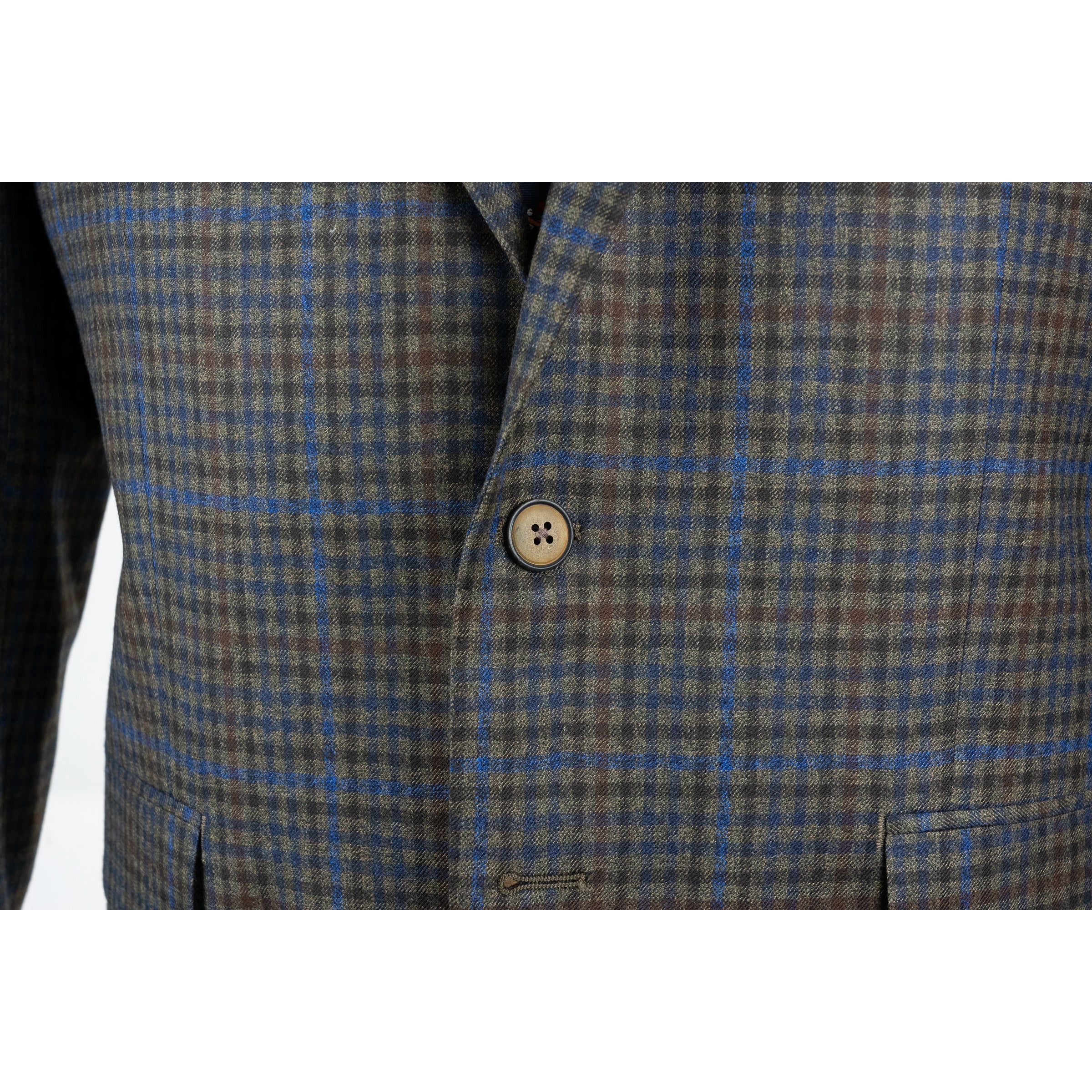 Green Multi Check Superfine Merino Wool Loro Piana Sport Coat