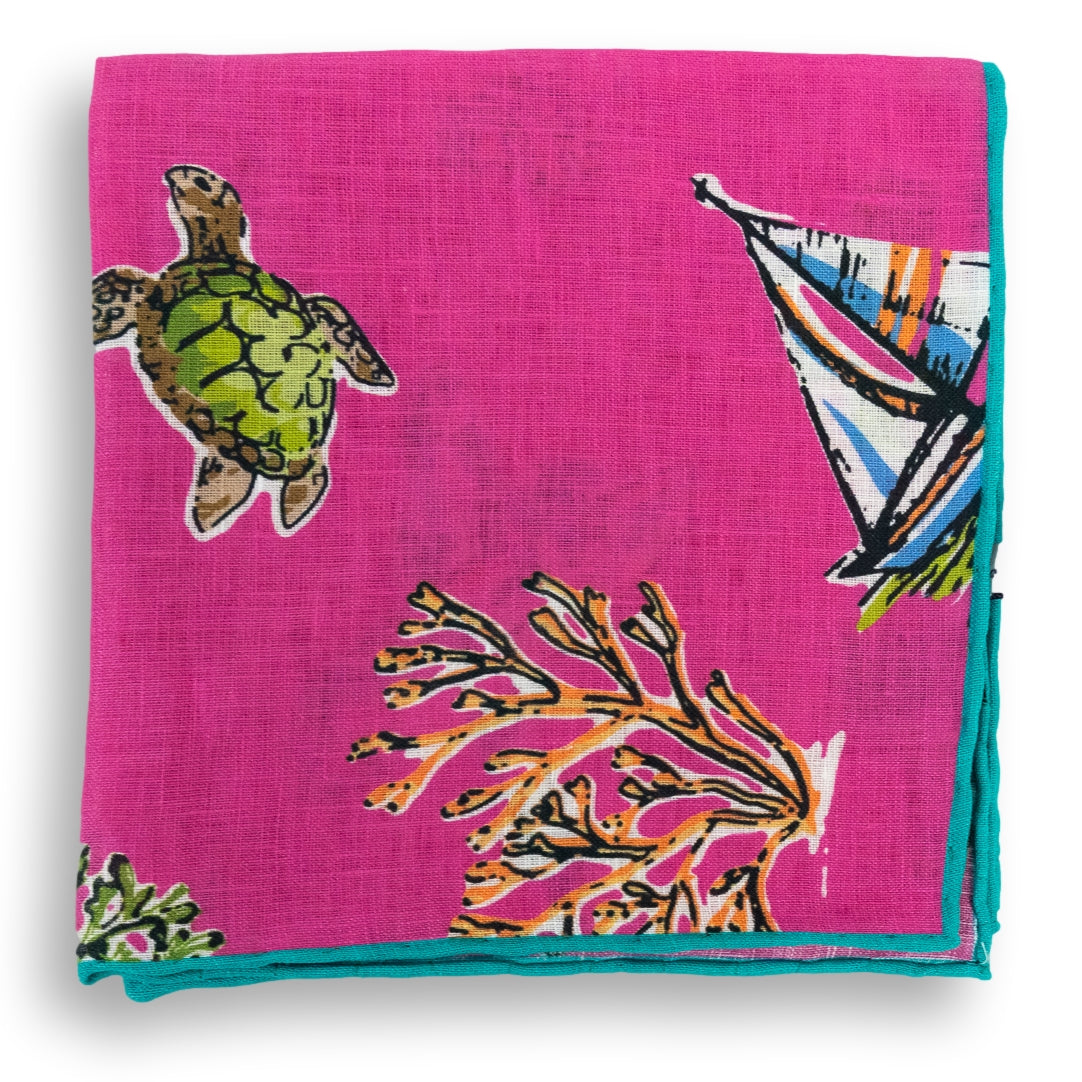 Caribbean Vacation Linen Pocket Square