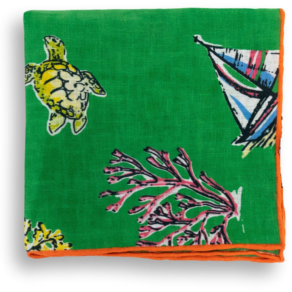 Caribbean Vacation Linen Pocket Square