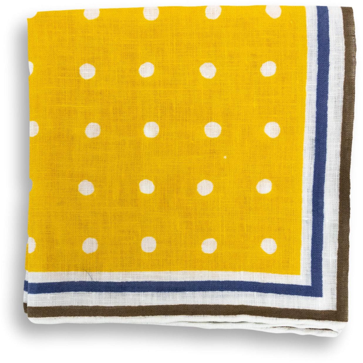 Stripe Bordered Polka Dot Linen Pocket Square