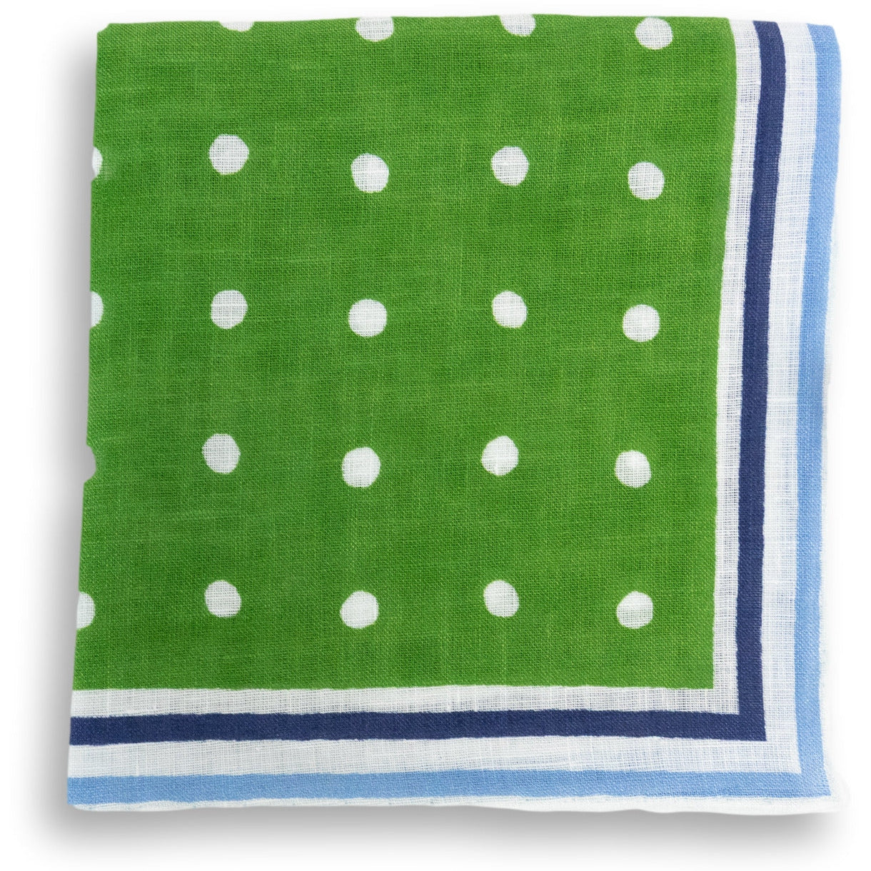 Stripe Bordered Polka Dot Linen Pocket Square