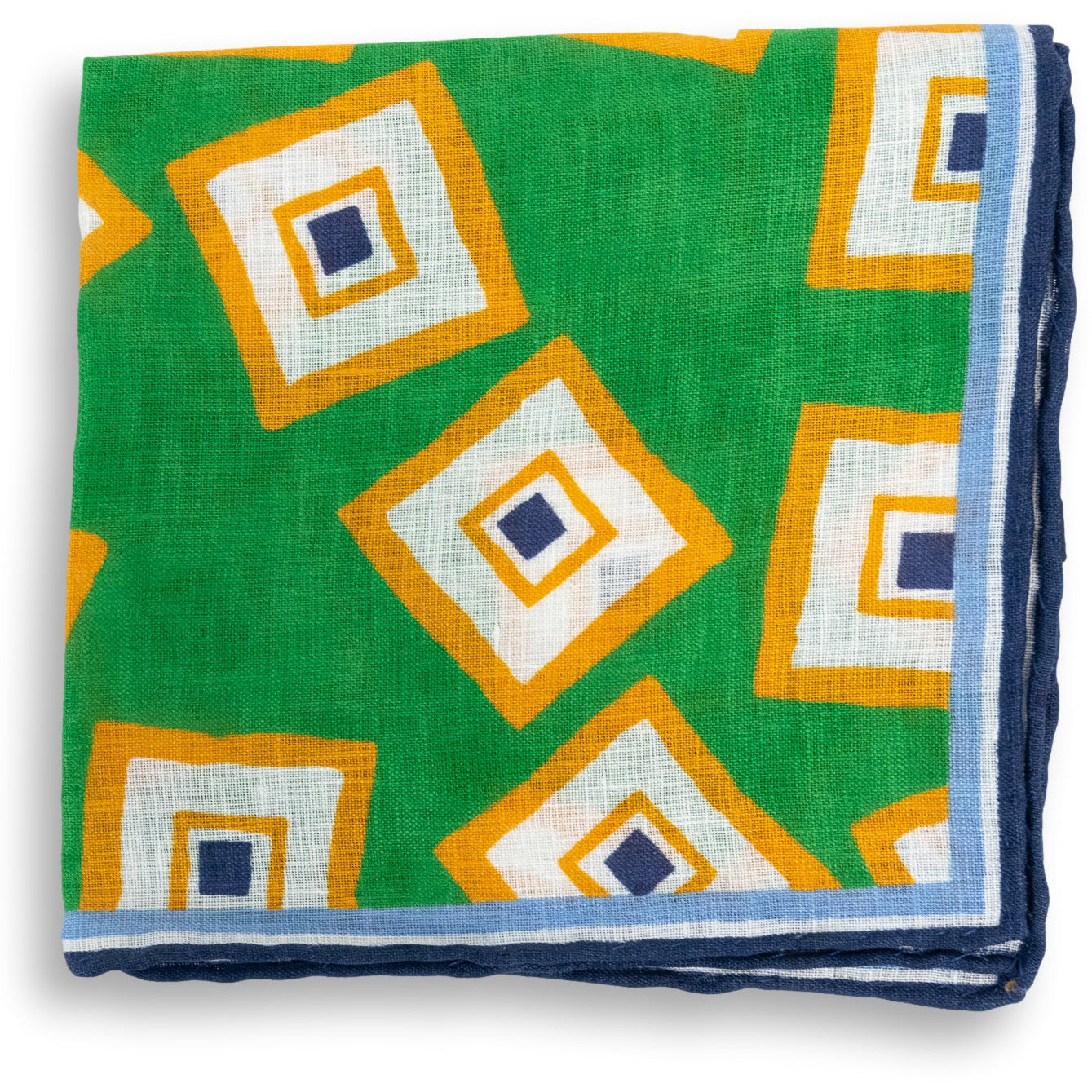 Stripe Bordered Abstract Square Linen Pocket Square