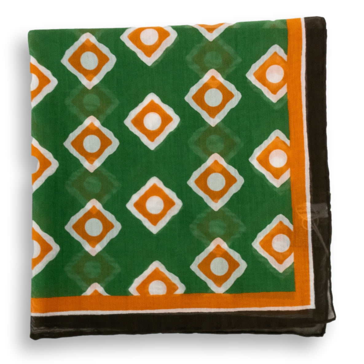 Bordered Square and Dot Cotton and Linen Pocket Square