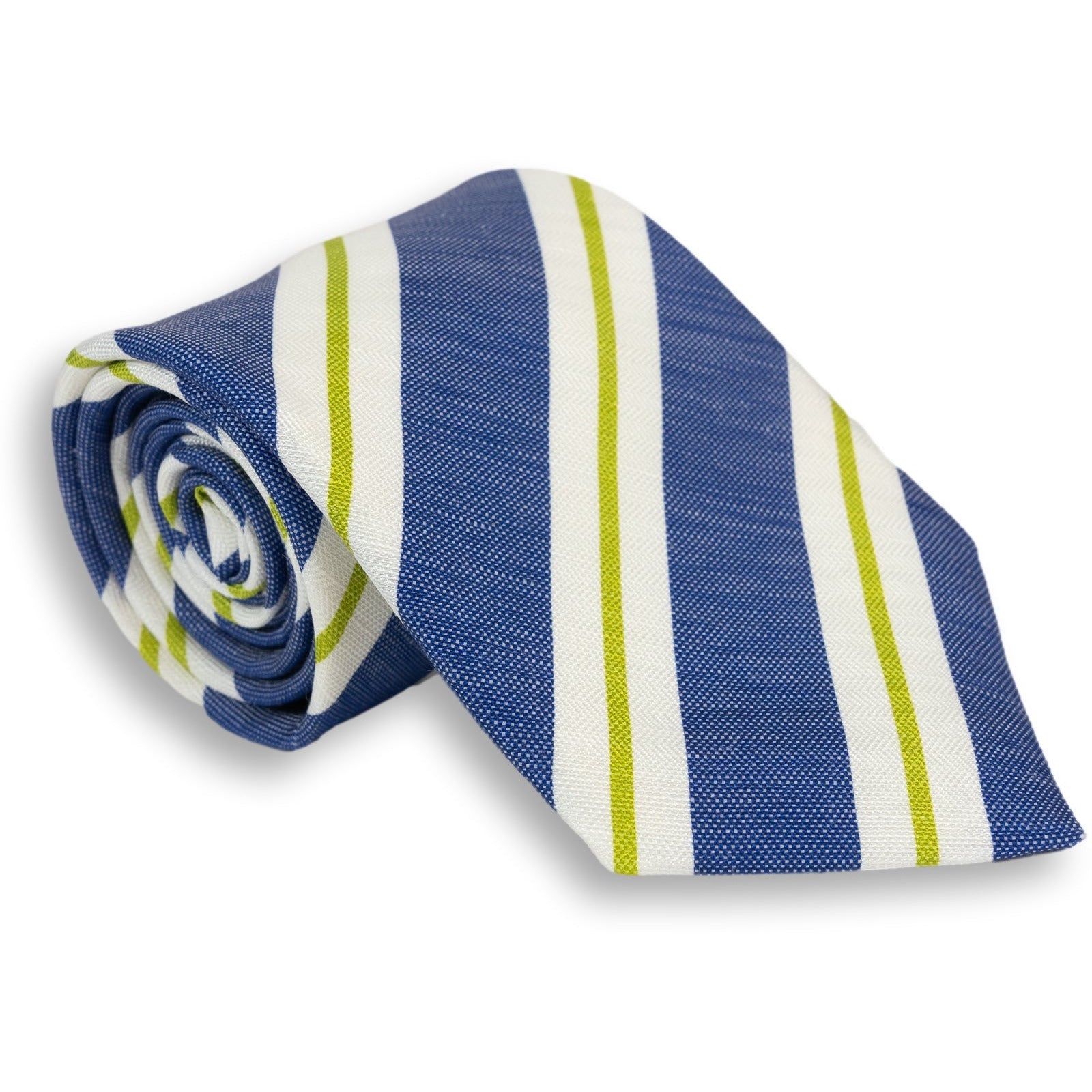 Reppe Stripe Silk and Linen Woven Tie