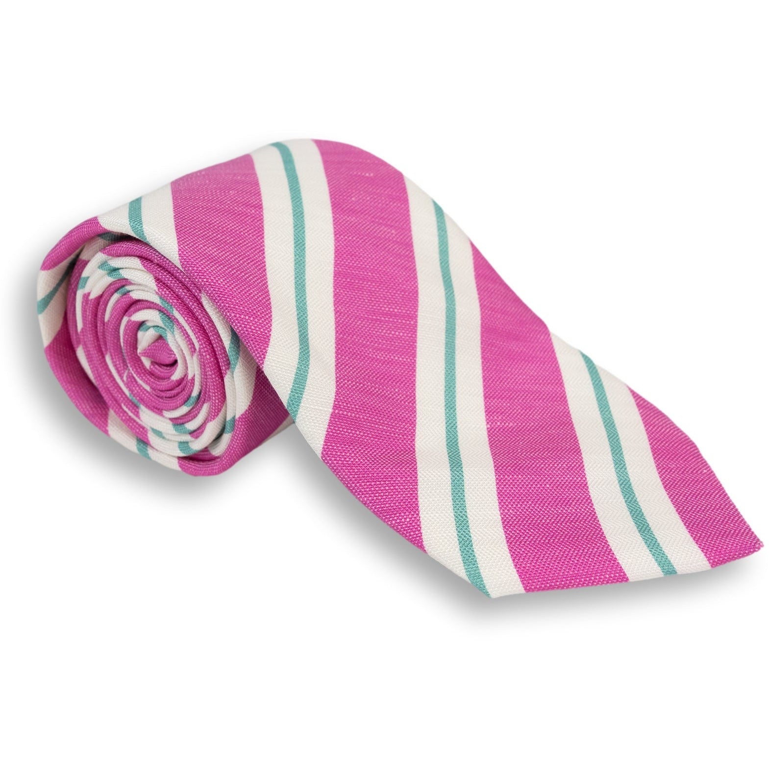 Reppe Stripe Silk and Linen Woven Tie