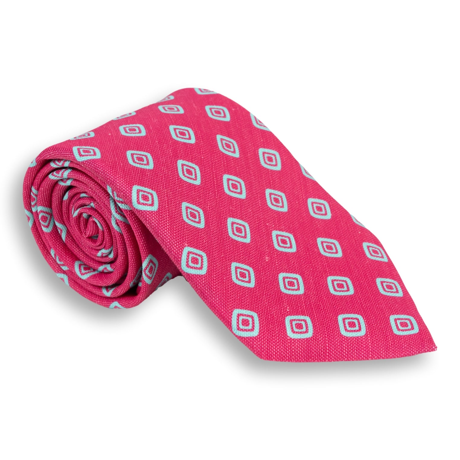 Abstract Diamond Silk and Linen Woven Tie