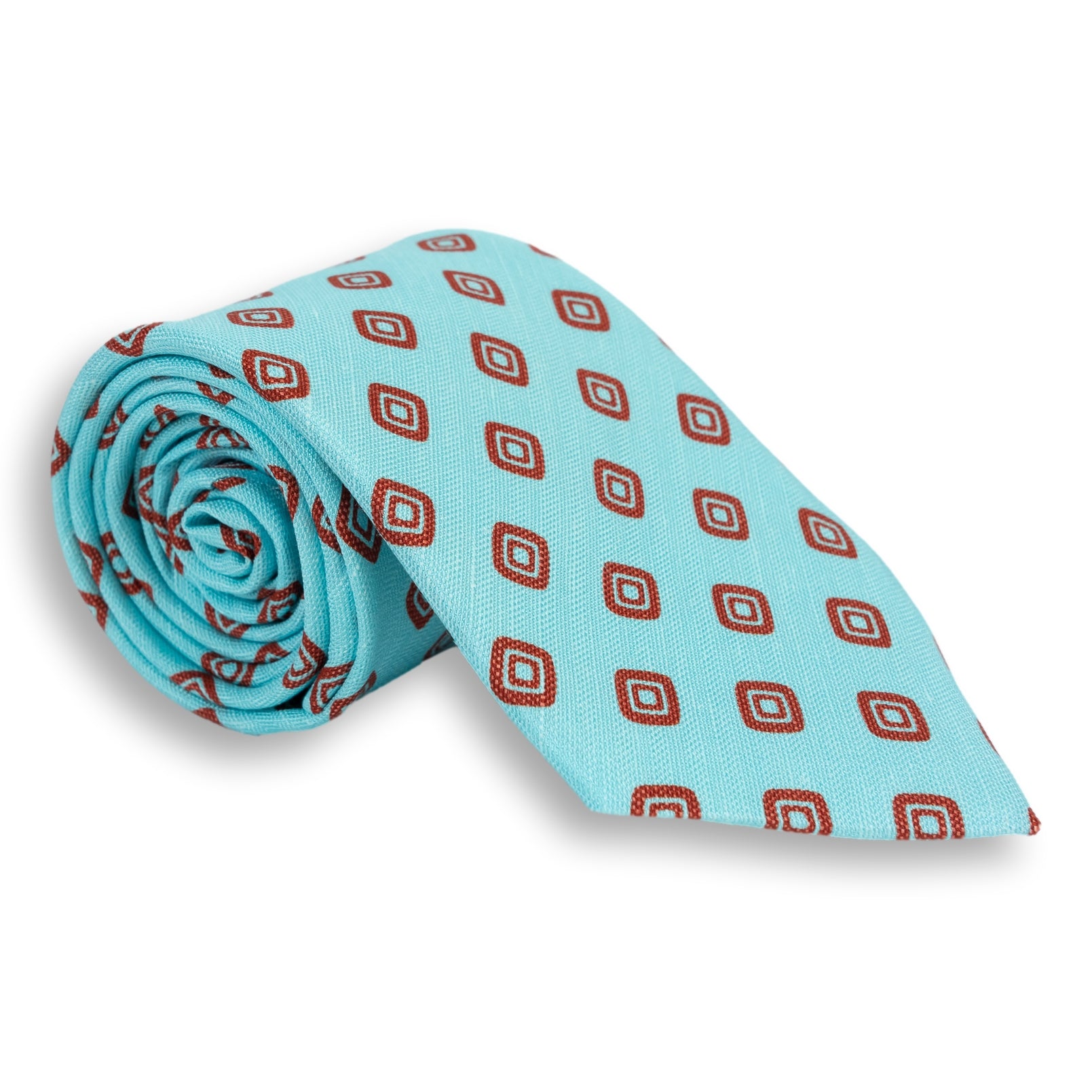 Abstract Diamond Silk and Linen Woven Tie