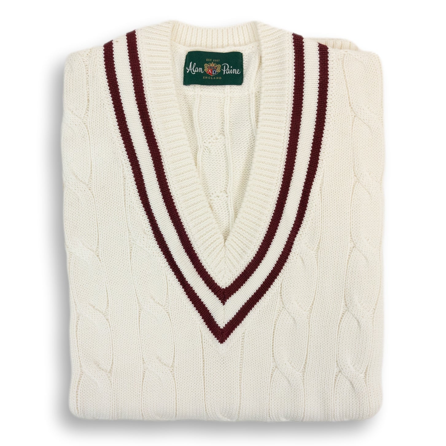 Chadbury Cricket V-Neck Cable Knit Sweater Vest