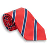 Red with Navy and White Reppe Stripe Silk Tie