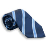 Navy with Light Blue and White Repp Stripe Silk Tie