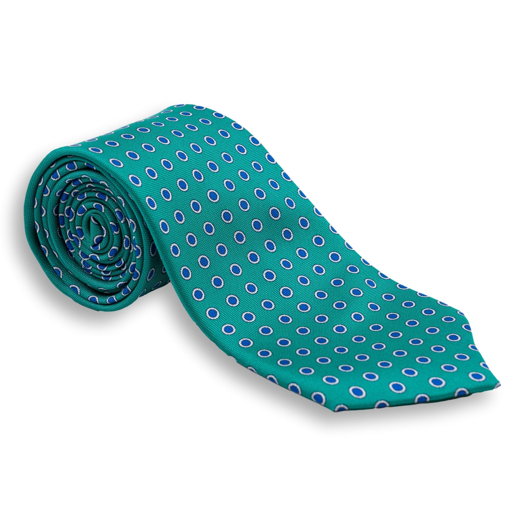 White Bordered Dot Silk Tie