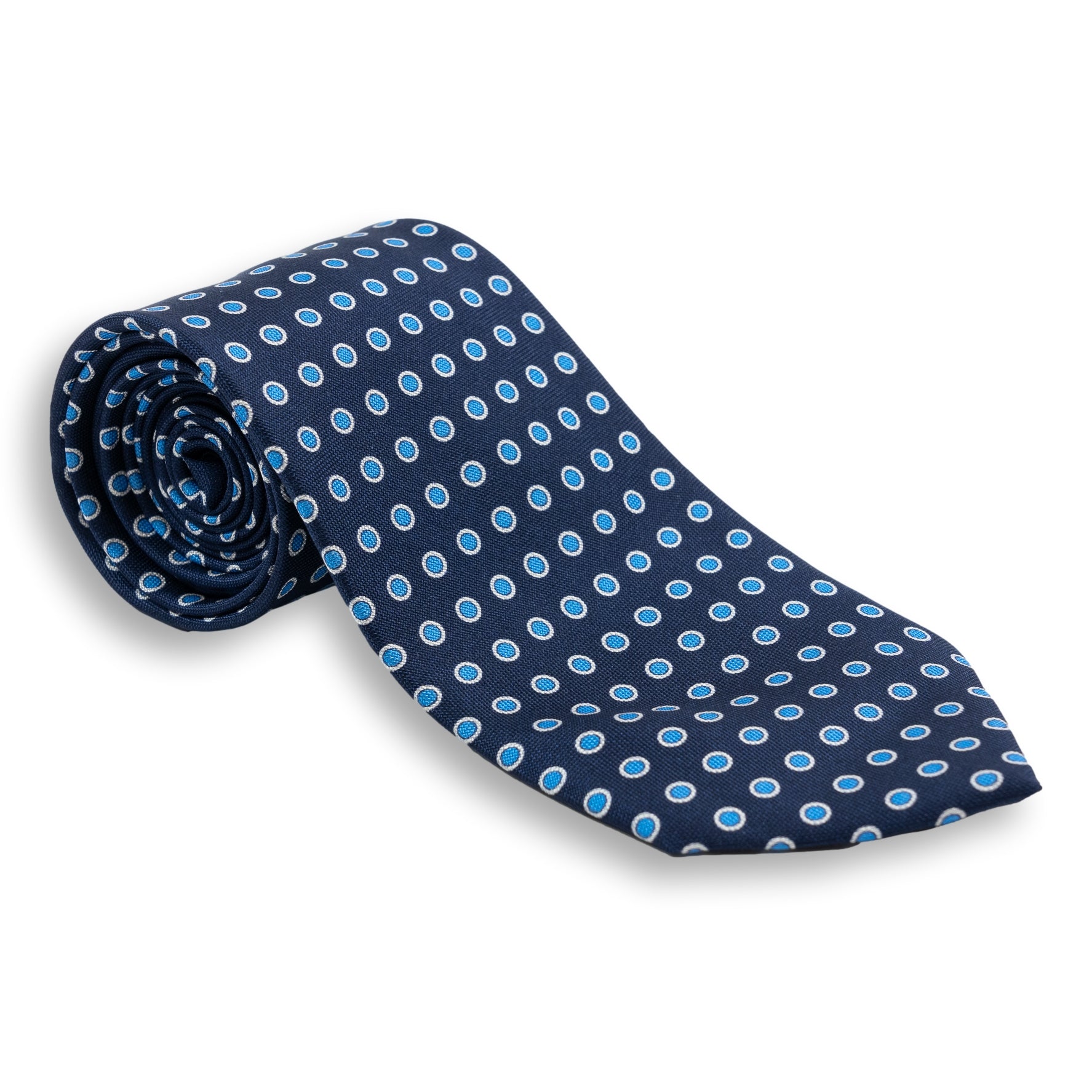 White Bordered Dot Silk Tie