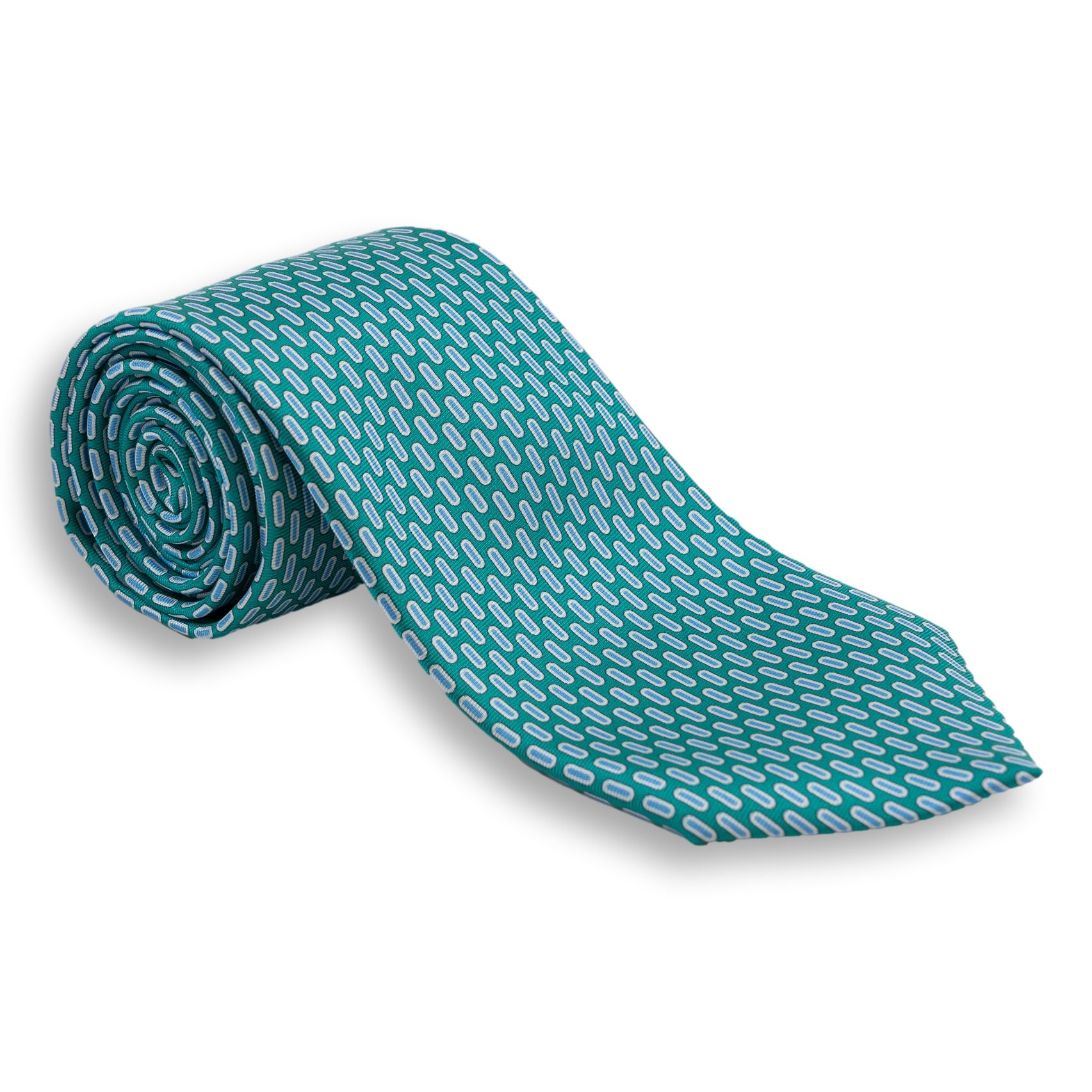 White Bordered Oval Silk Tie