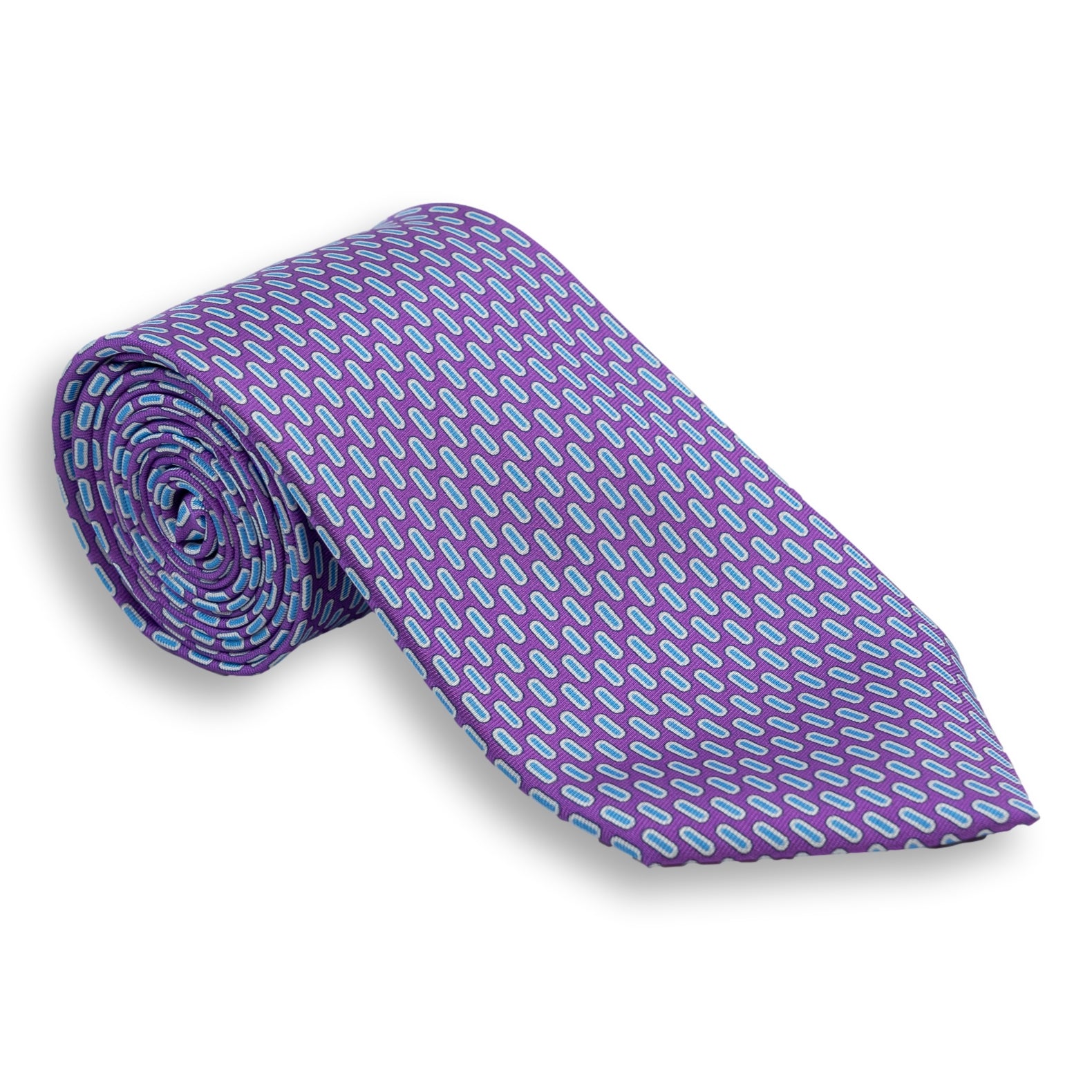 White Bordered Oval Silk Tie