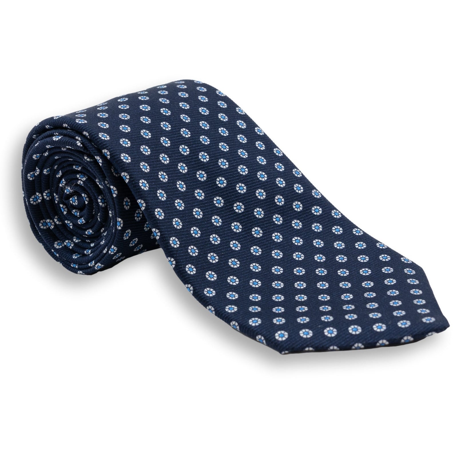 Abstract White Flower Petal Silk Tie