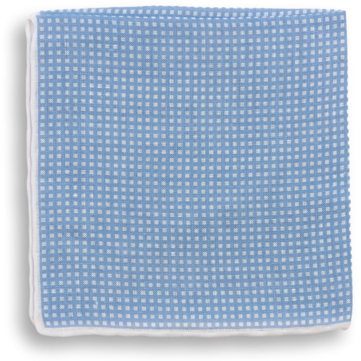 White Square Bordered Linen Pocket Square