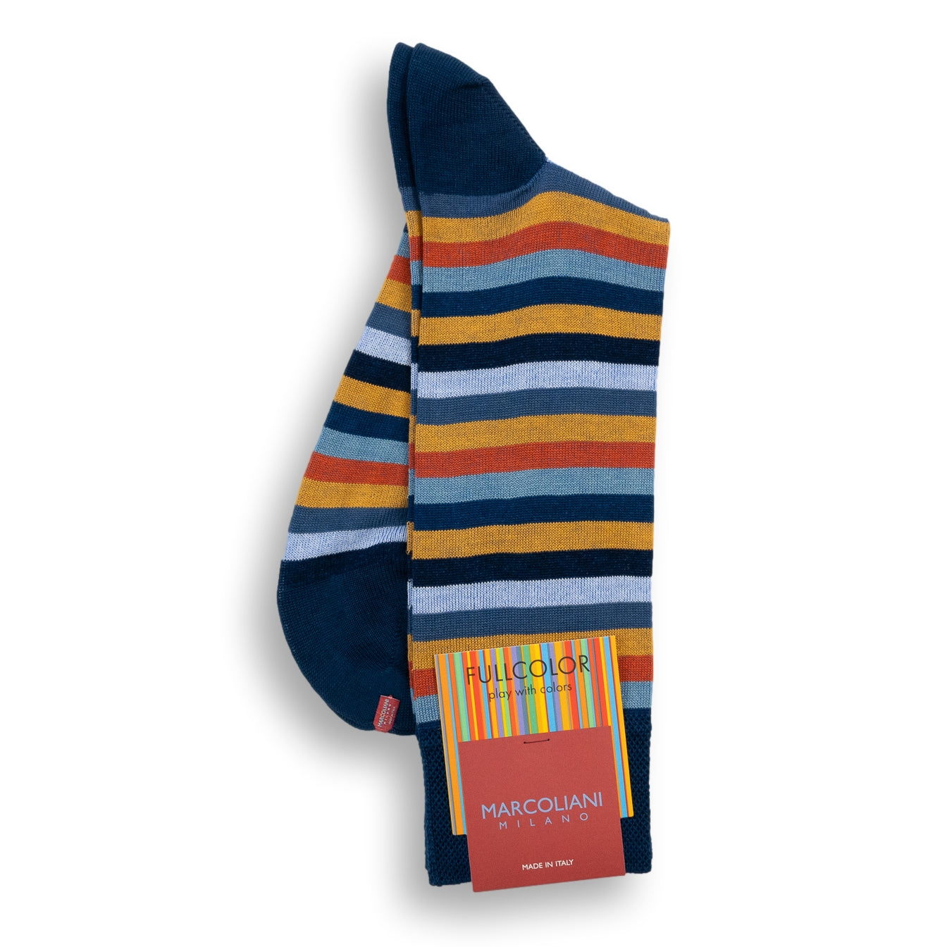 Pima Cotton Rainbow Stripe Mid-Calf Dress Socks