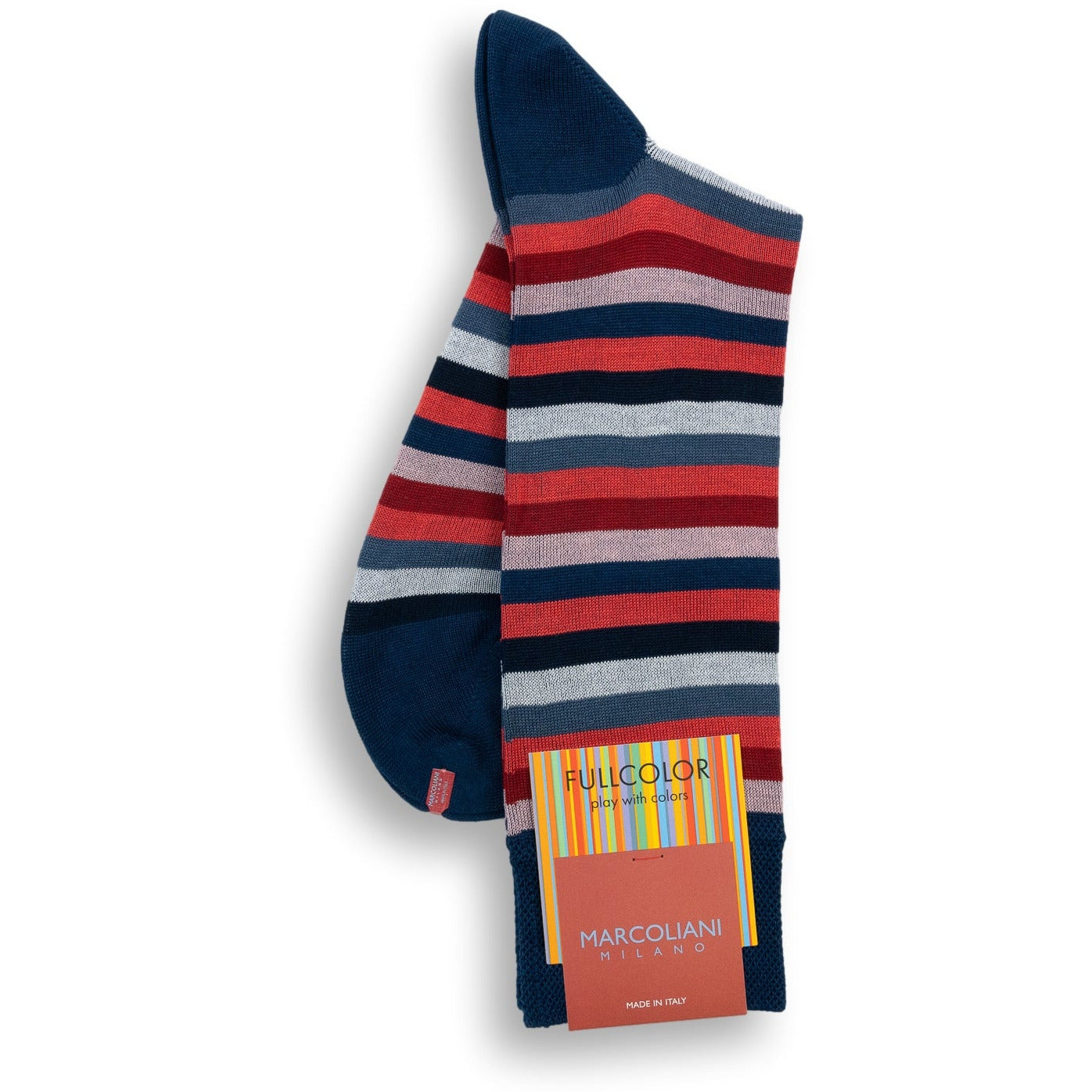 Pima Cotton Rainbow Stripe Mid-Calf Dress Socks