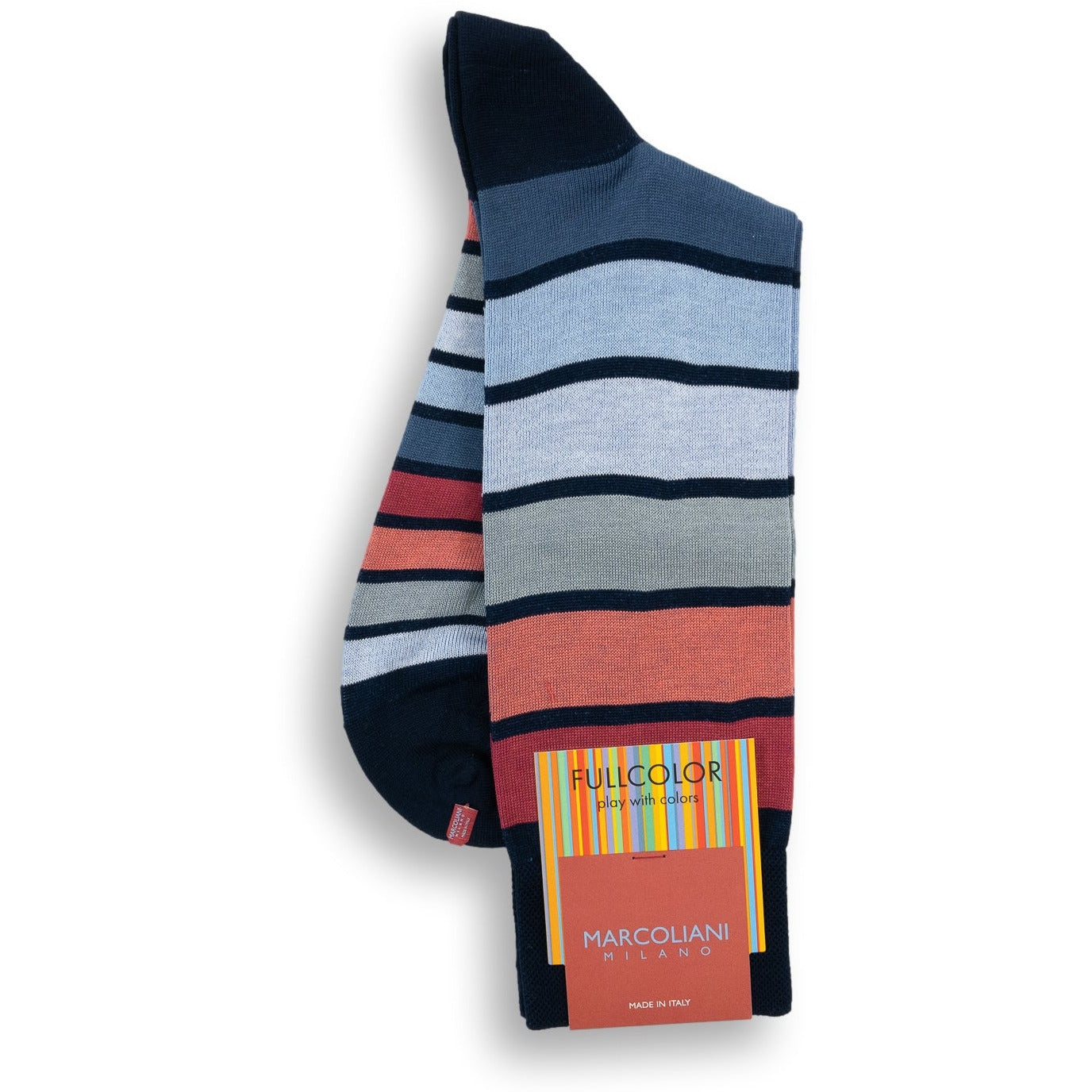 Pima Cotton Bellagio Stripe Mid-calf Dress Socks