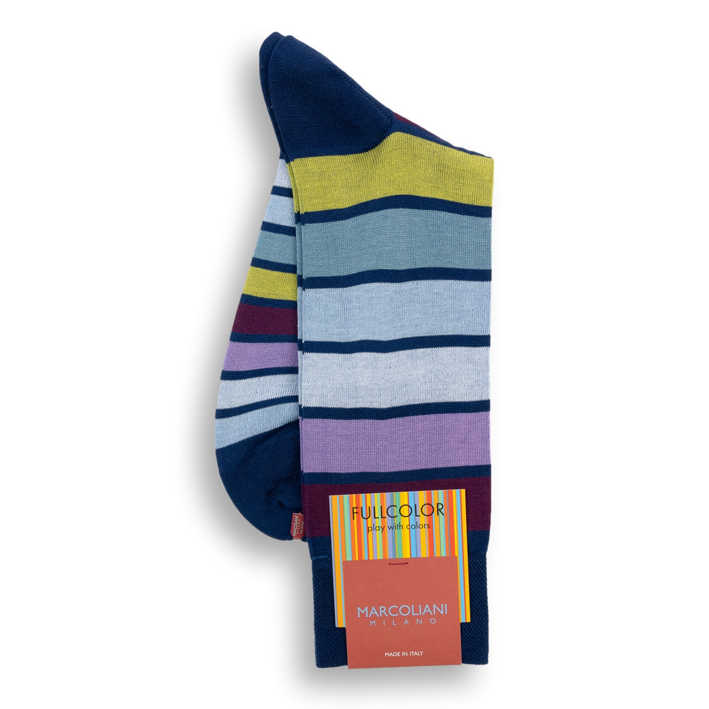 Pima Cotton Bellagio Stripe Mid-calf Dress Socks