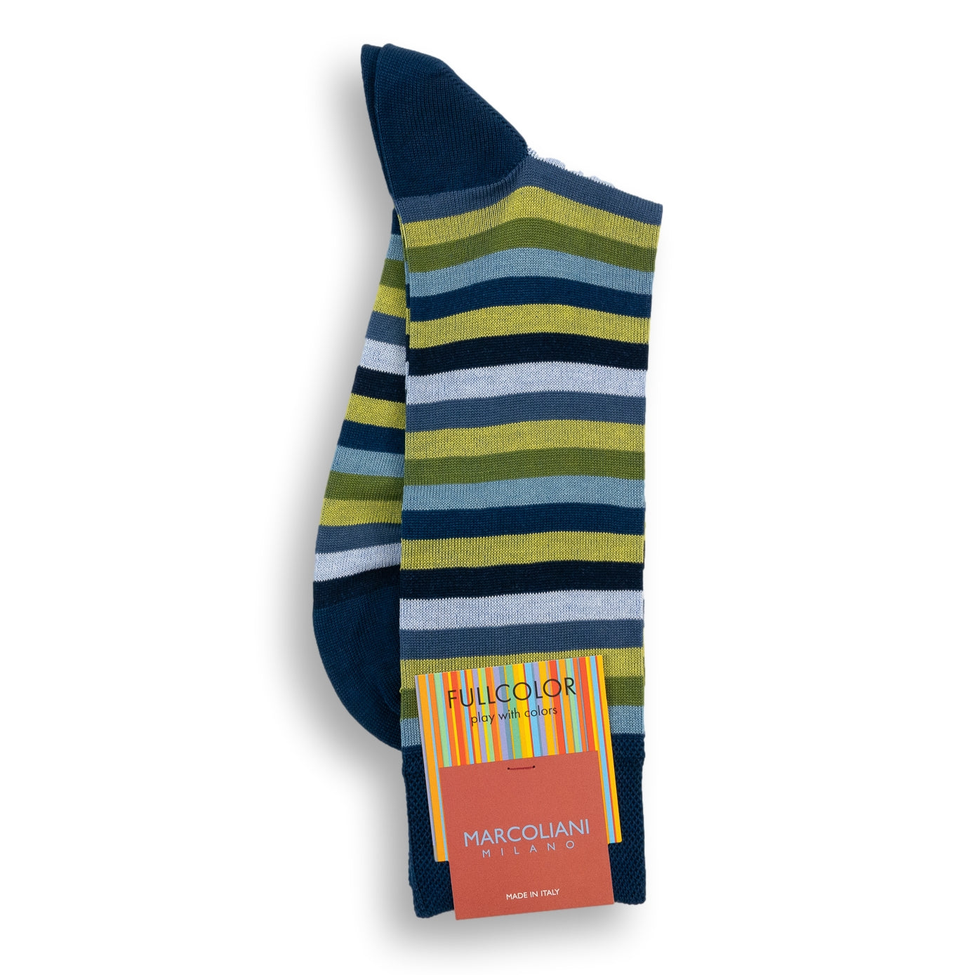 Pima Cotton Rainbow Stripe Mid-Calf Dress Socks