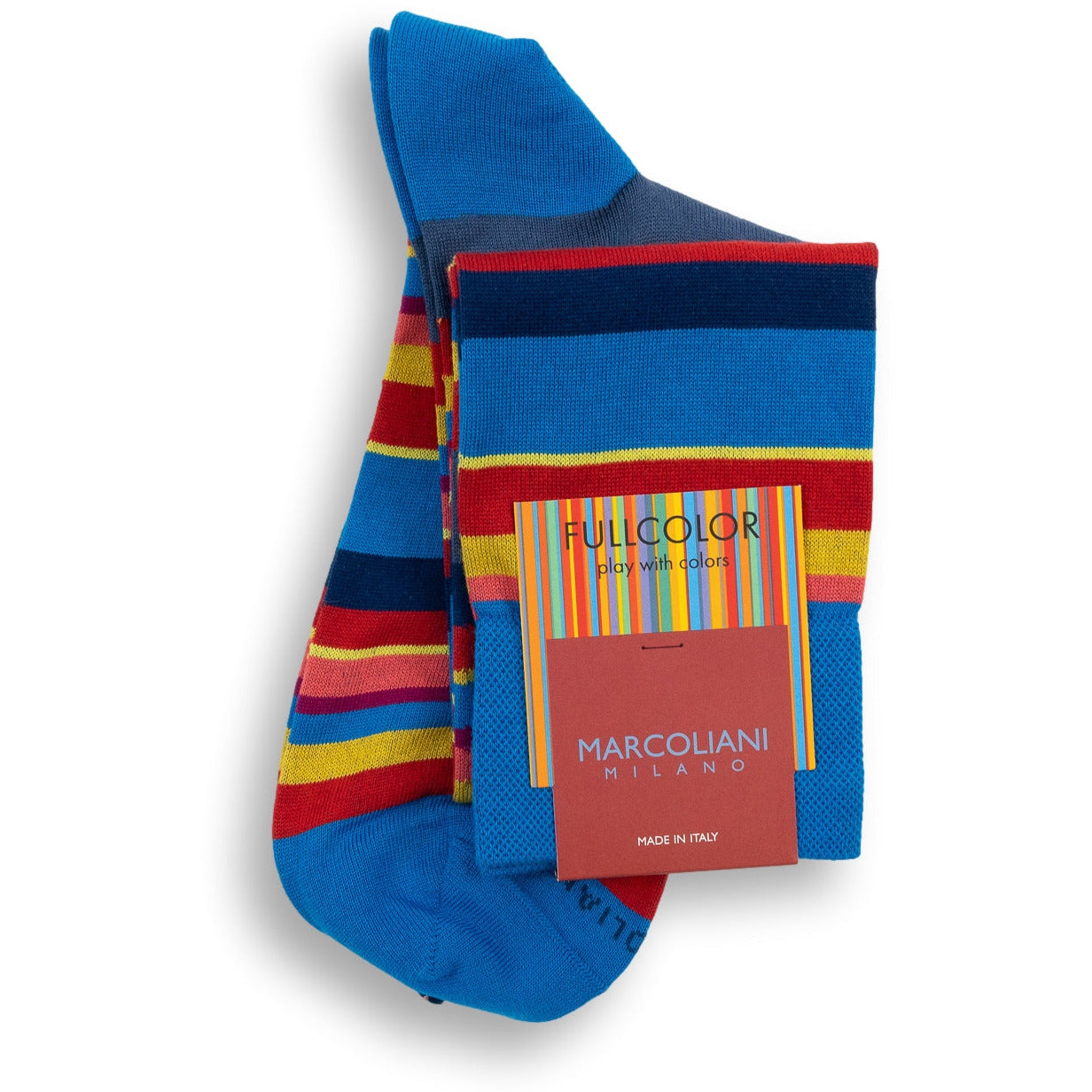 Pima Cotton Multi-Color Stripe Over-the-Calf Dress Socks