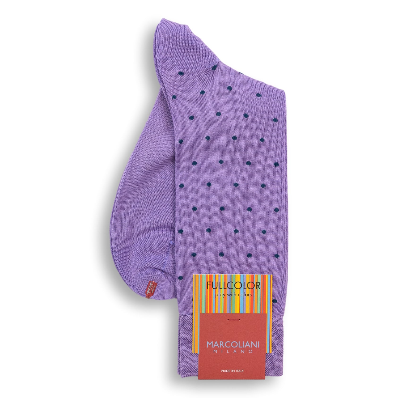 Pima Cotton Polka Dot Mid-Calf Dress Socks