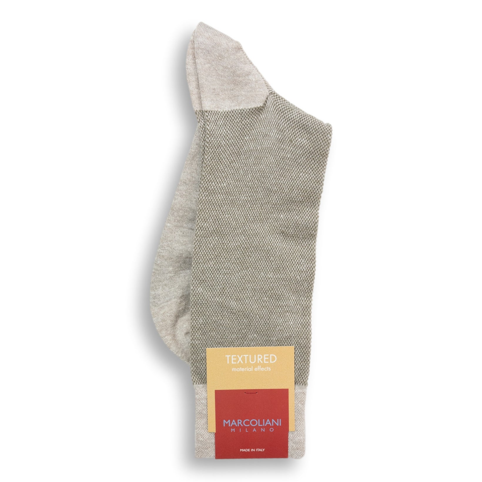 Linen Cotton Blend Piqué Mid-Calf Dress Socks