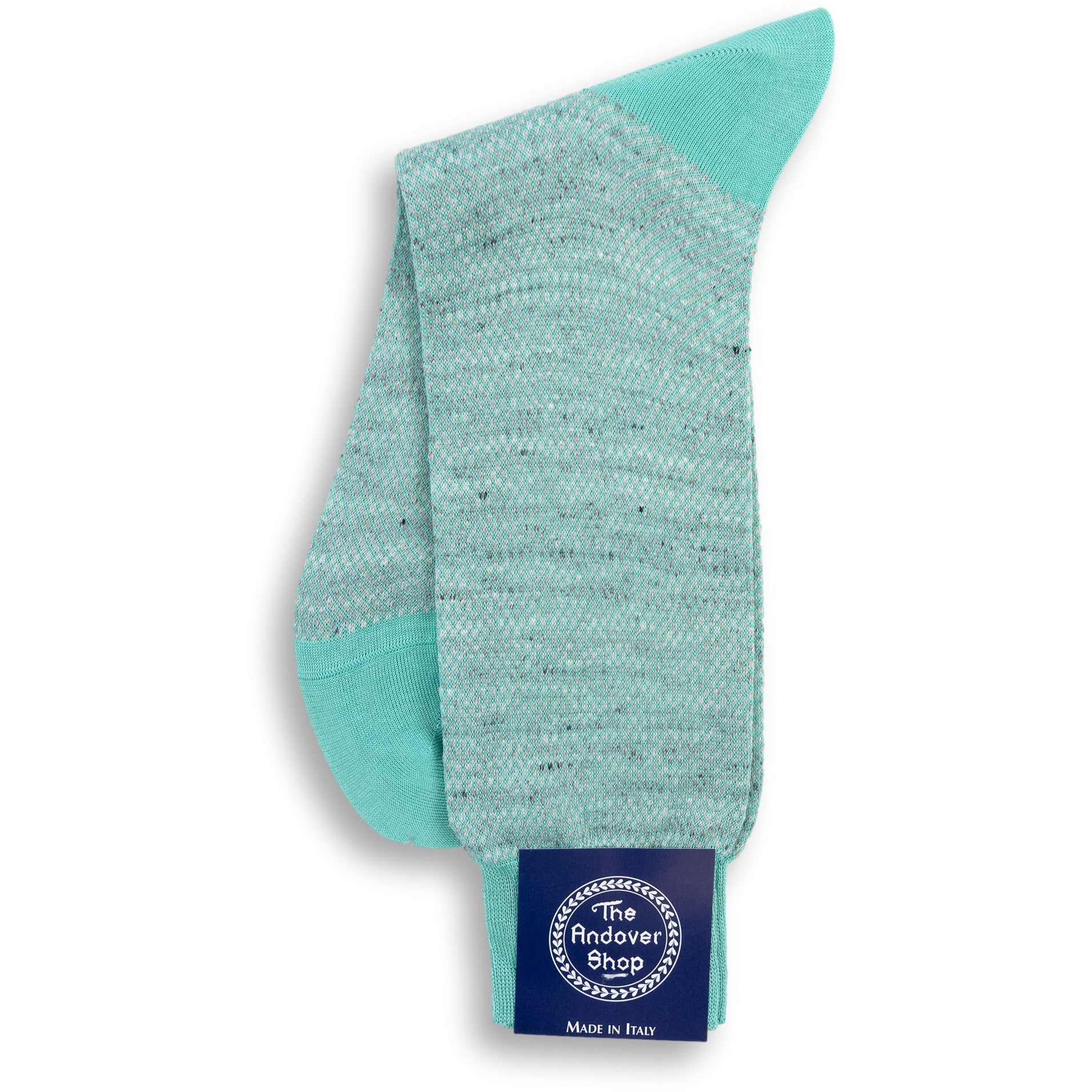 Mid-Calf Cotton and Linen Square and Birdseye Patterned Dress Sock