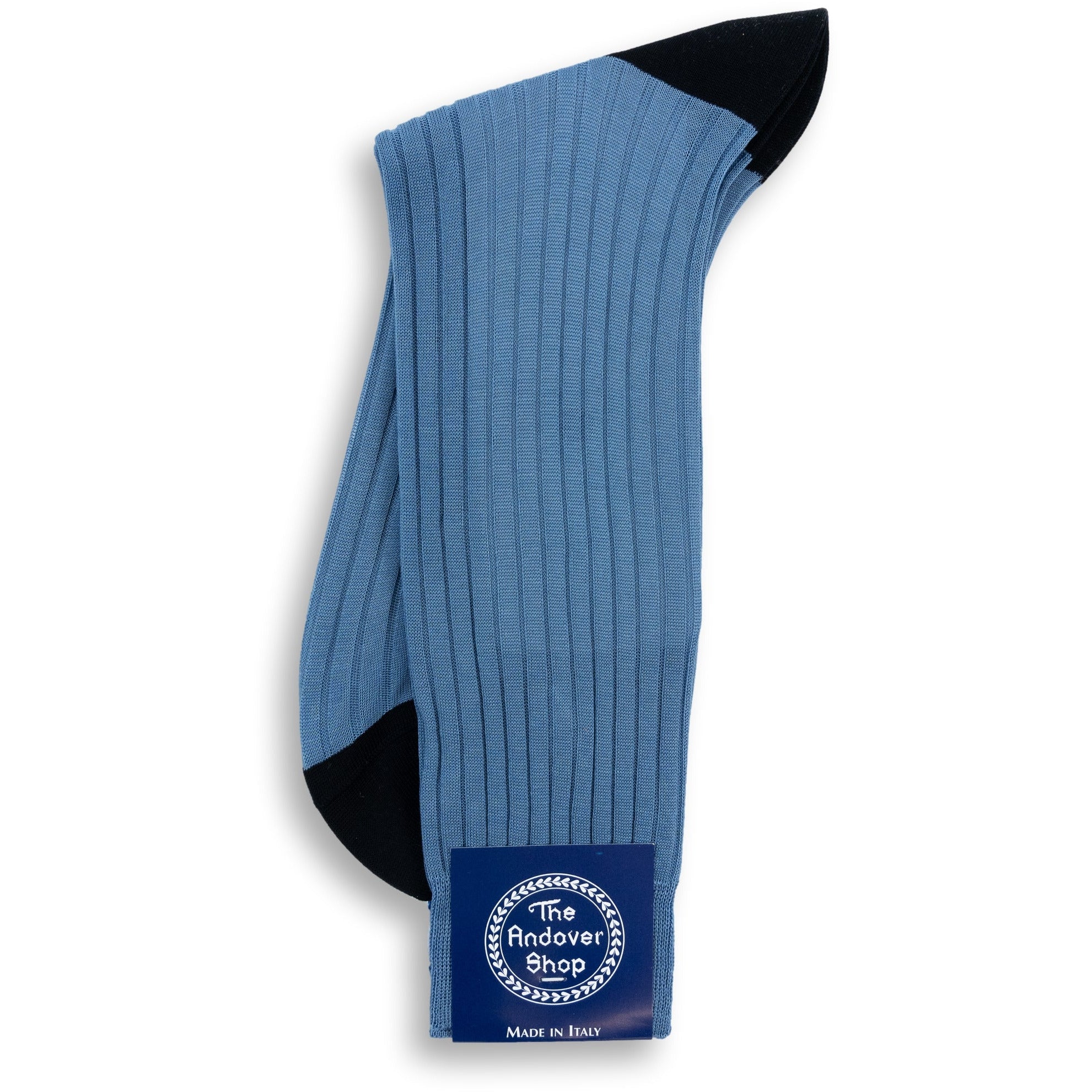 Mid-Calf Cotton Ribbed Two Tone Dress Sock