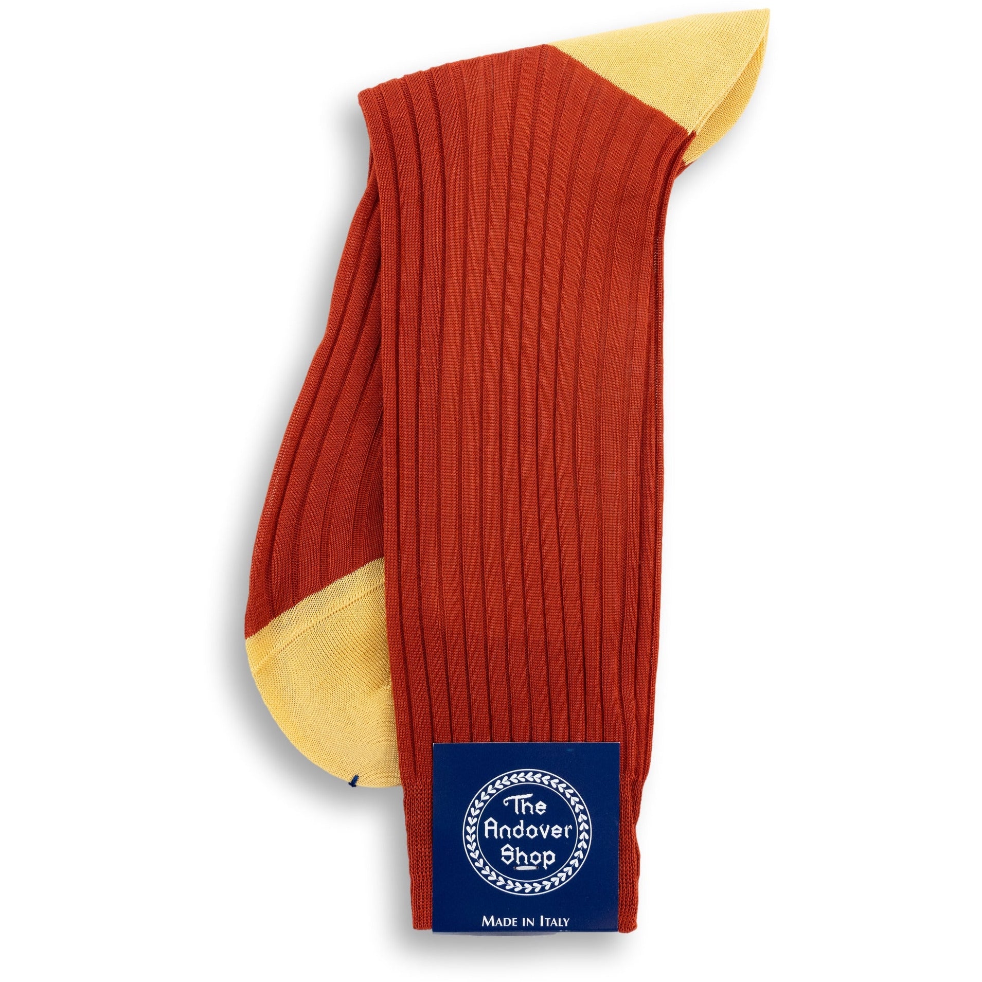 Mid-Calf Cotton Ribbed Two Tone Dress Sock