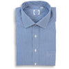 Blue and White Stripe Spread Collar Dress Shirt