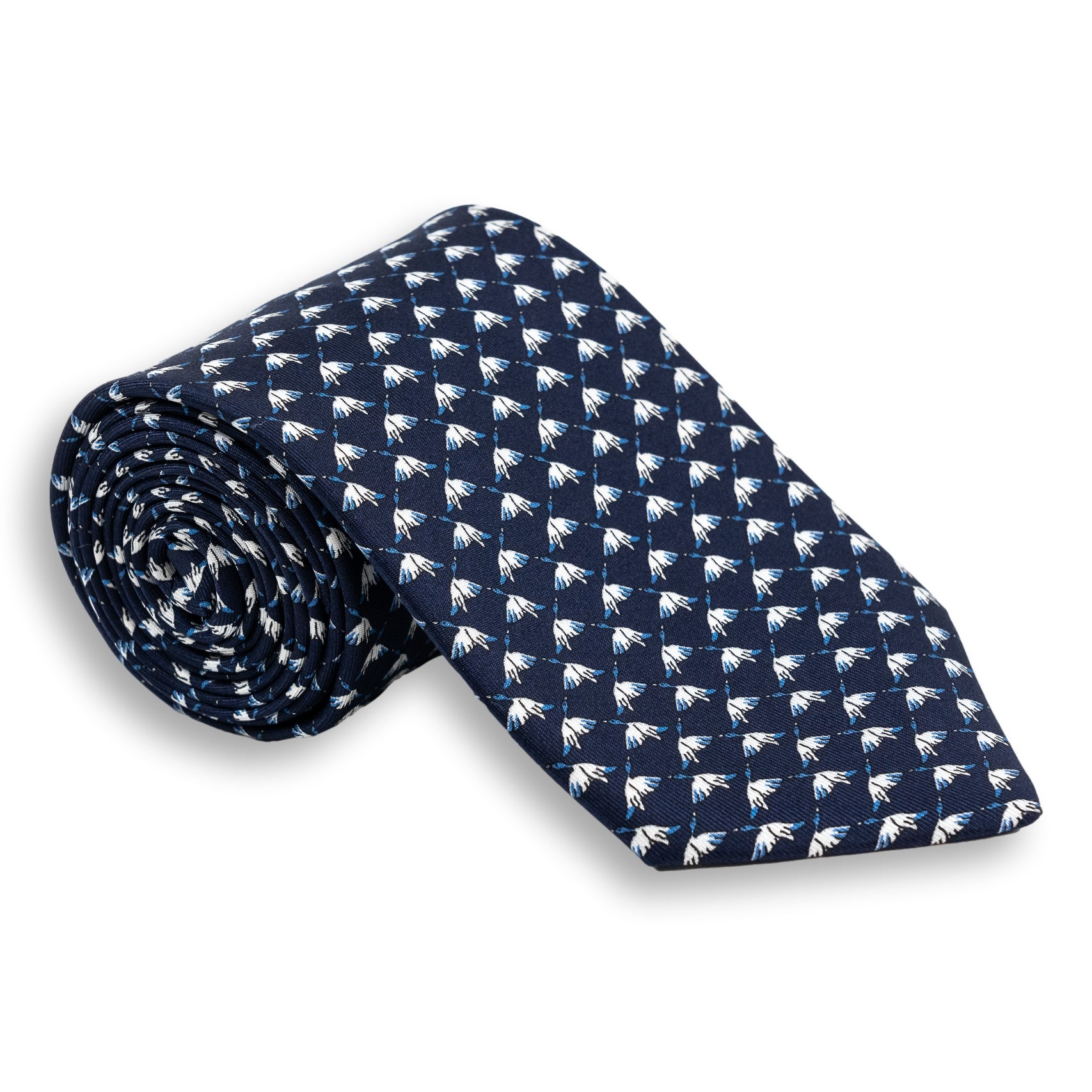 Flying Duck Pattern Silk Print Tie