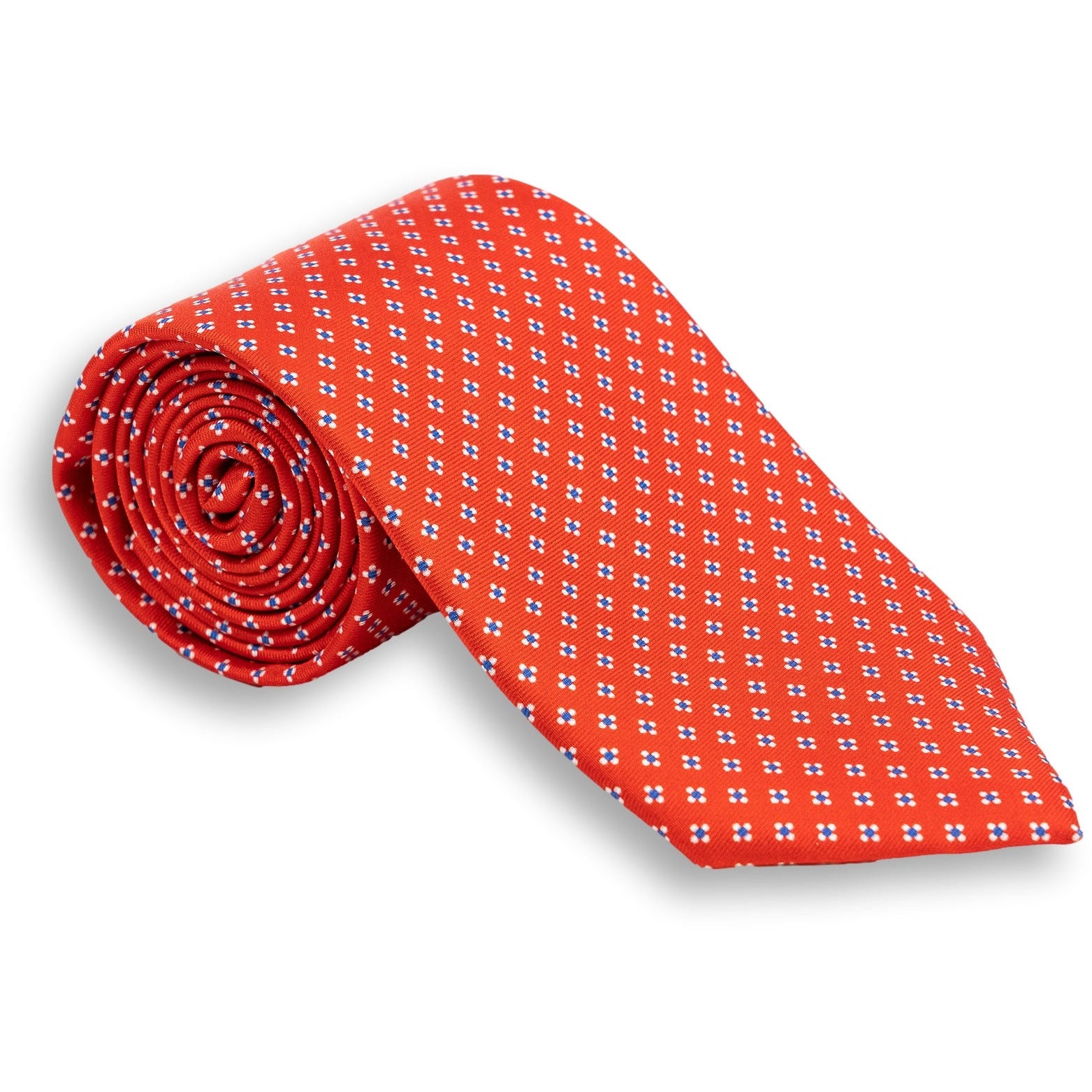 Abstract Flower Motif Silk Print Tie