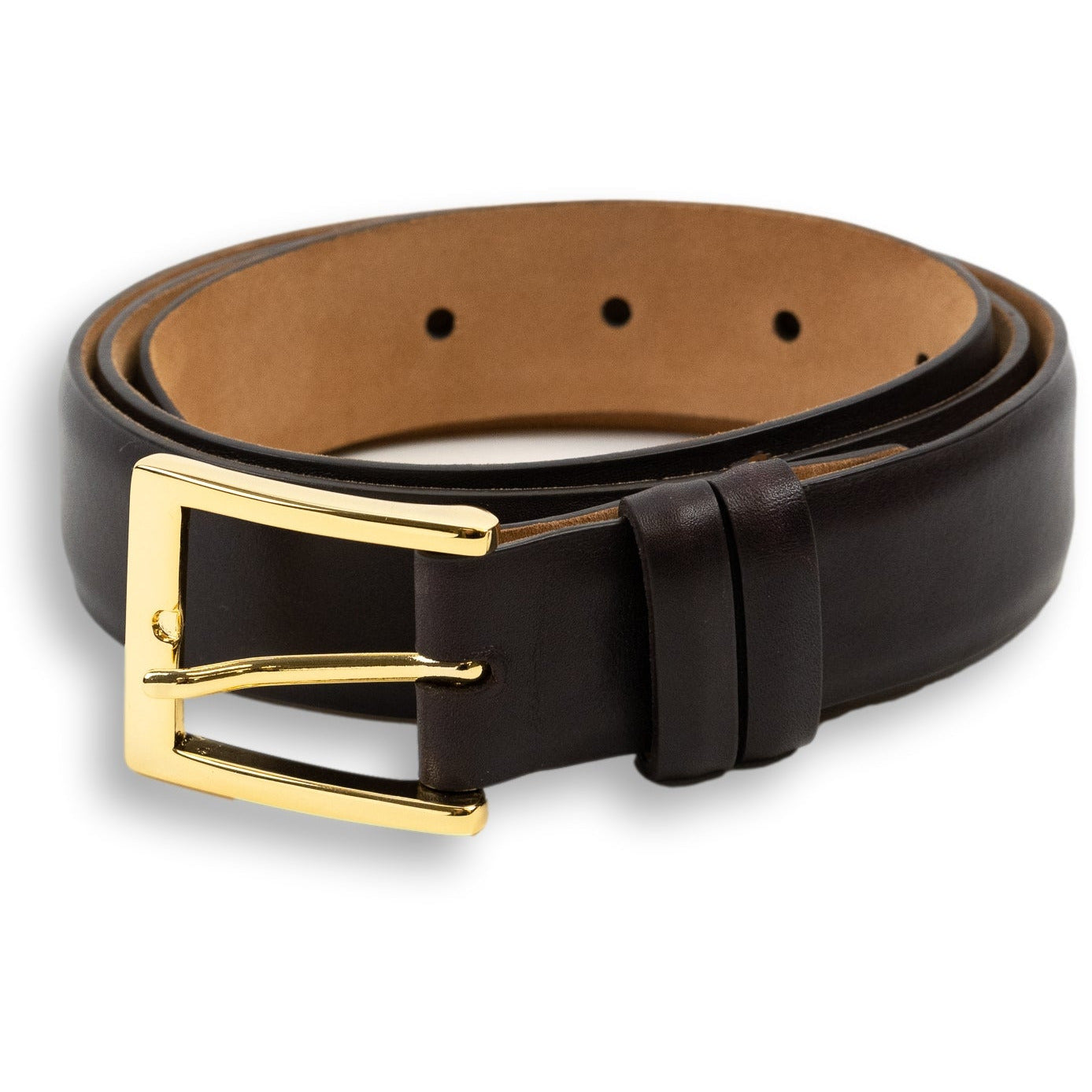 1 1/4" Semi-Matte Calfskin Belt with Brass Buckle