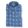 Shades of Blue Check Linen Button Down Sport Shirt