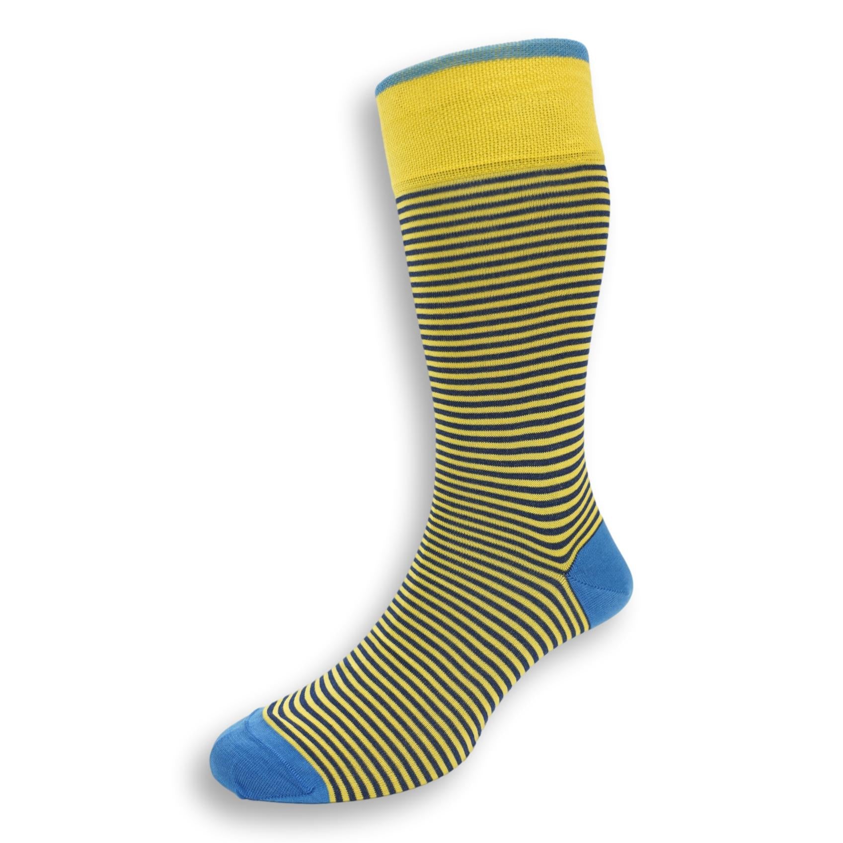 Pima Cotton Palio Stripe Mid-Calf Dress Socks